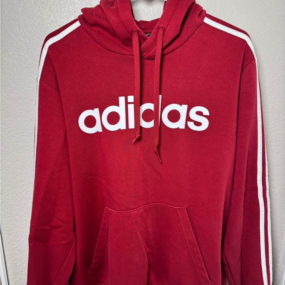 Adidas Red Hoodie with White Accents